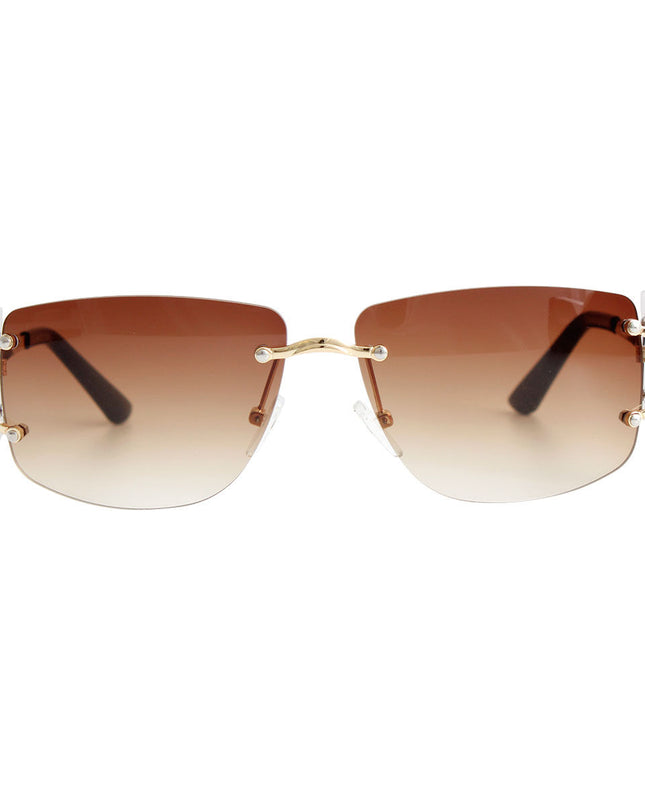 Brown Rimless Temple Sunglasses