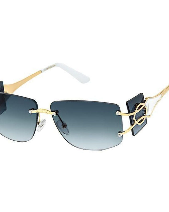 White Rimless Temple Sunglasses