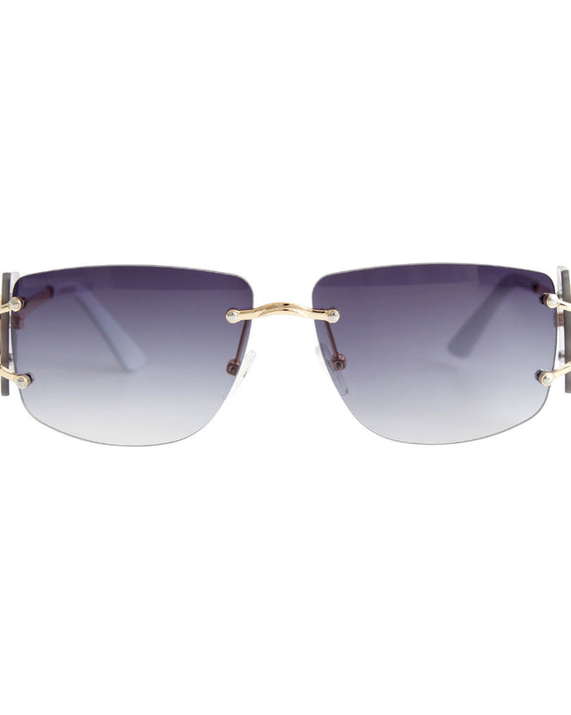 White Rimless Temple Sunglasses