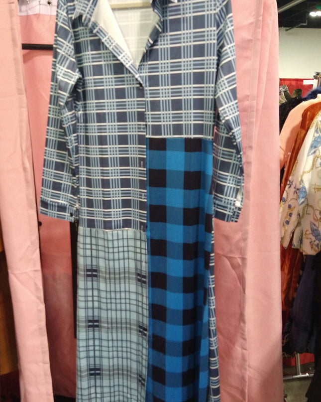 Blue Plaid Shirt Dress