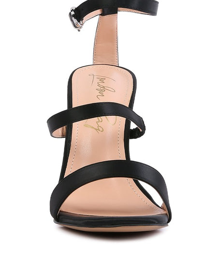 LAWSUIT RHINESTONE BALL HEEL SATIN SANDALS