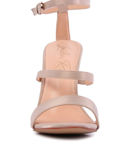 LAWSUIT RHINESTONE BALL HEEL SATIN SANDALS