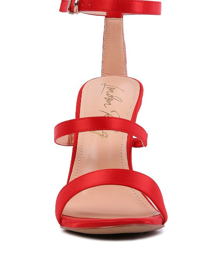 LAWSUIT RHINESTONE BALL HEEL SATIN SANDALS