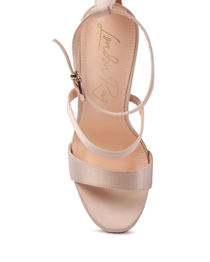 LAWSUIT RHINESTONE BALL HEEL SATIN SANDALS