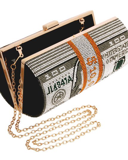 Black Bling Rolled Benjamins Clutch