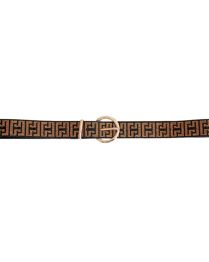 Greek Key Rhinestone Black Belt