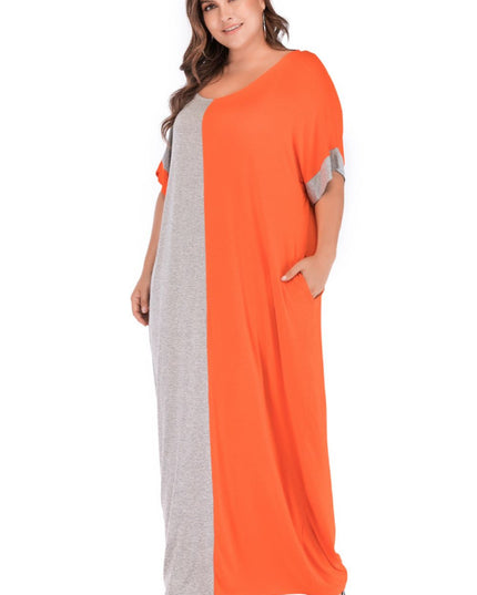 Plus Size Color Block Tee Dress with Pockets