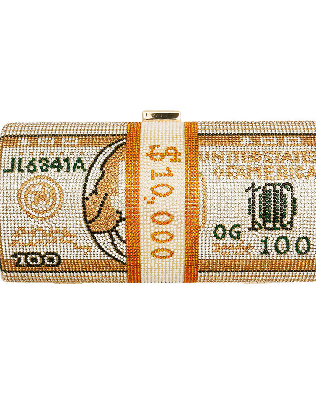 Gold Bling Rolled Benjamins Clutch
