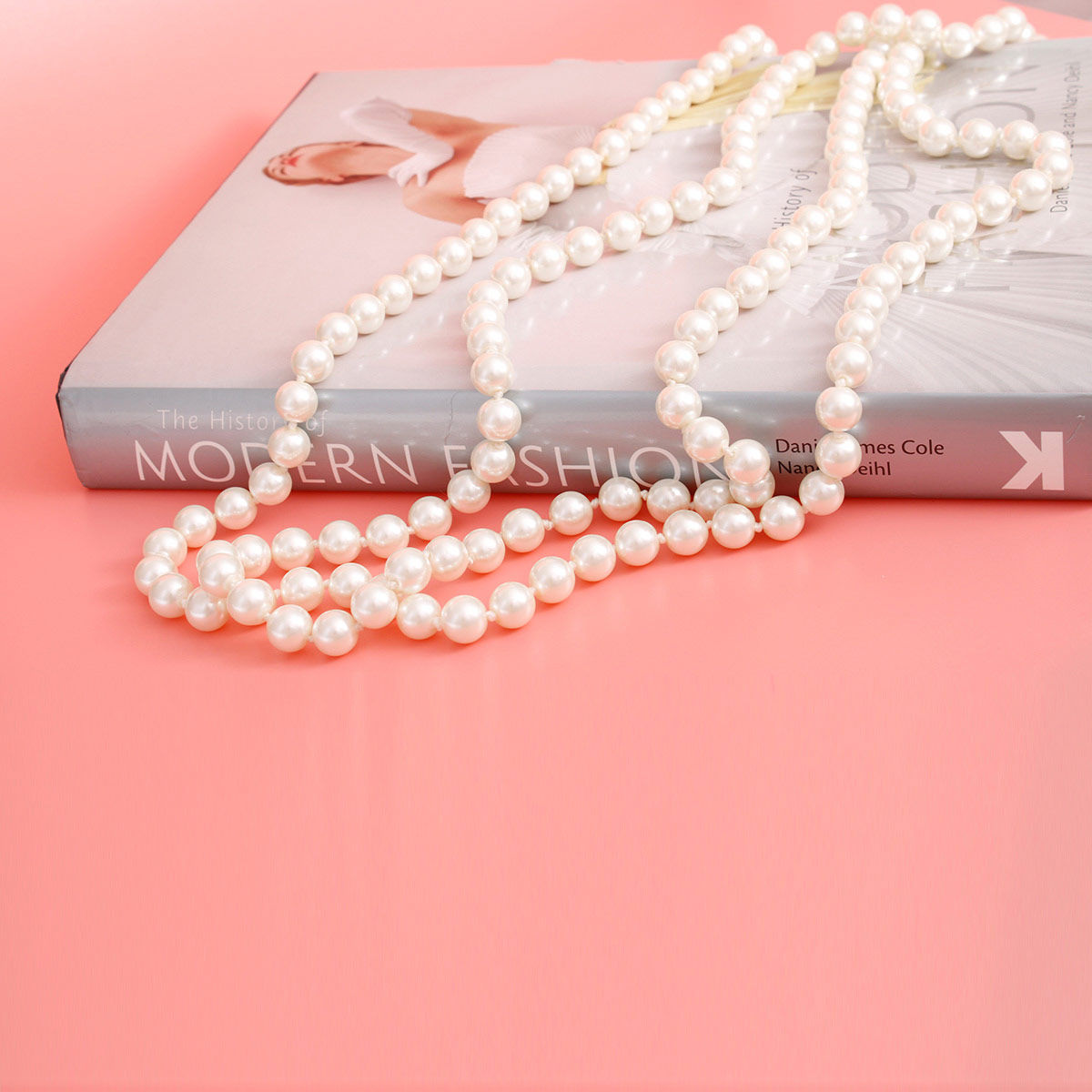 Necklace Cream Glass Endless Pearls for Women