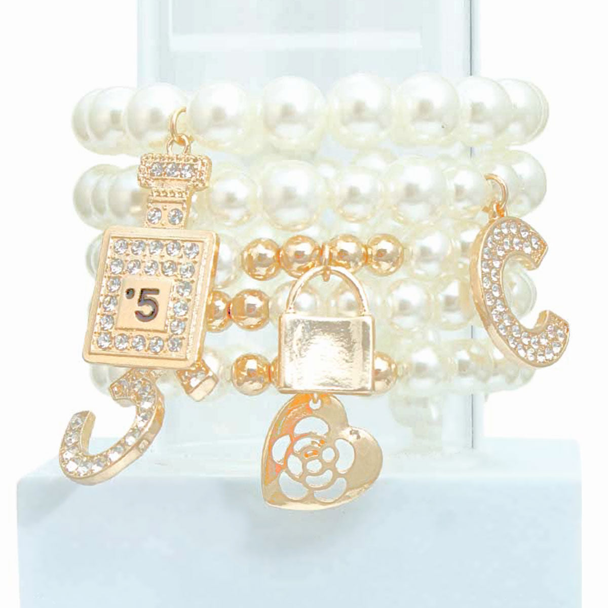 Cream Pearl No. 5 Boutique Charm Bracelets