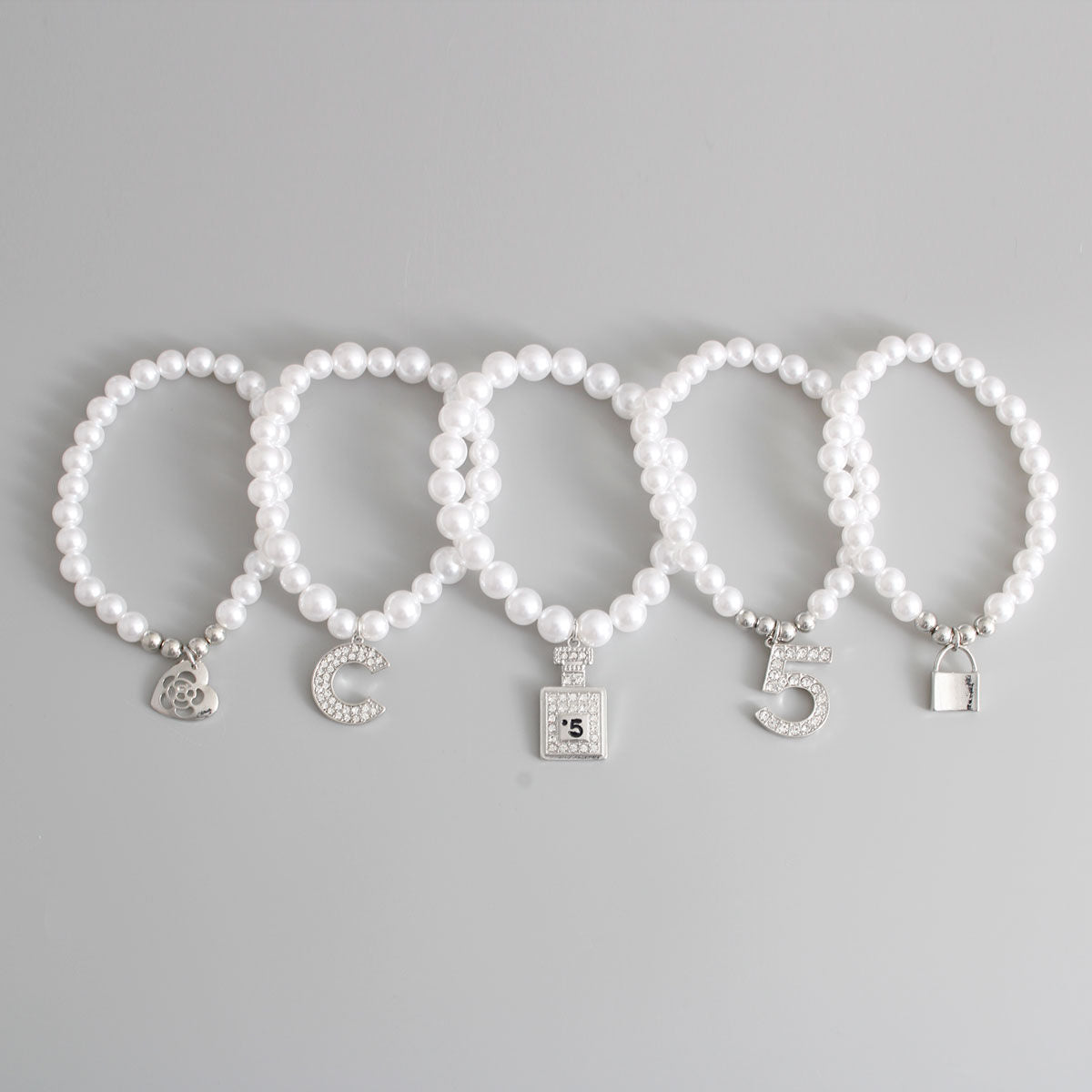 White Pearl Silver No. 5 Boutique Bracelets