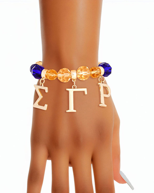 Blue Gold Bead Sigma Bracelet