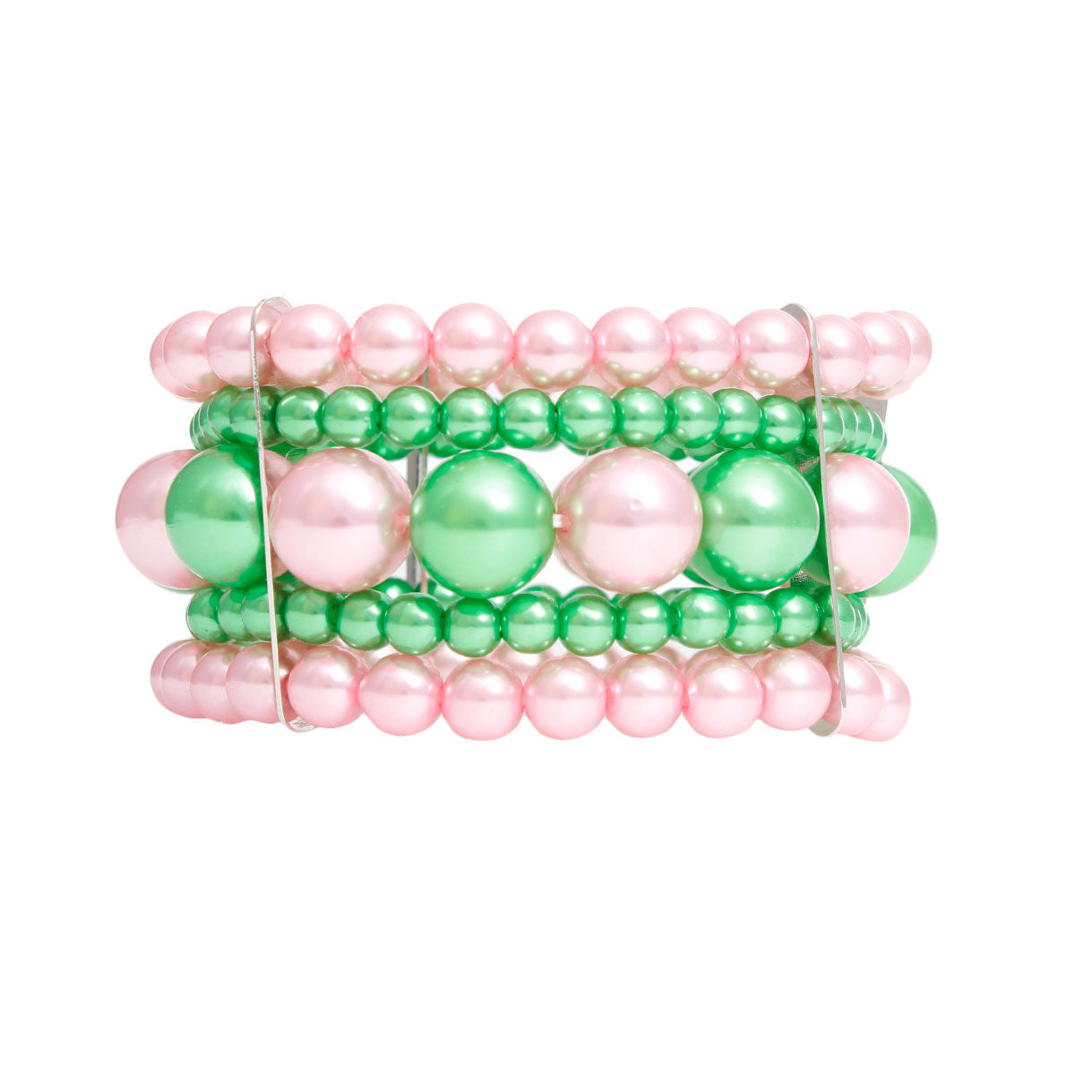 Bracelet Pink Green Stacked Pearls for Women