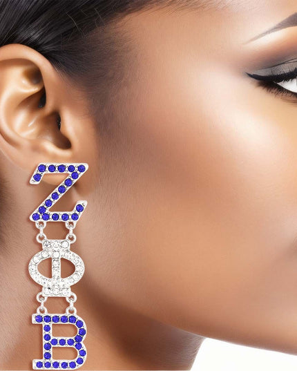 Blue Clear Sorority Dangle Studs
