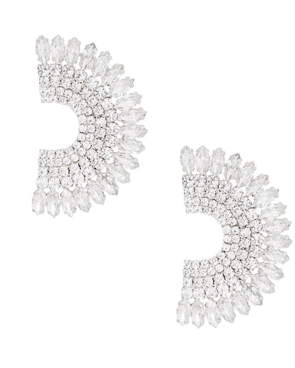 Clear Semi Circle Silver Studs