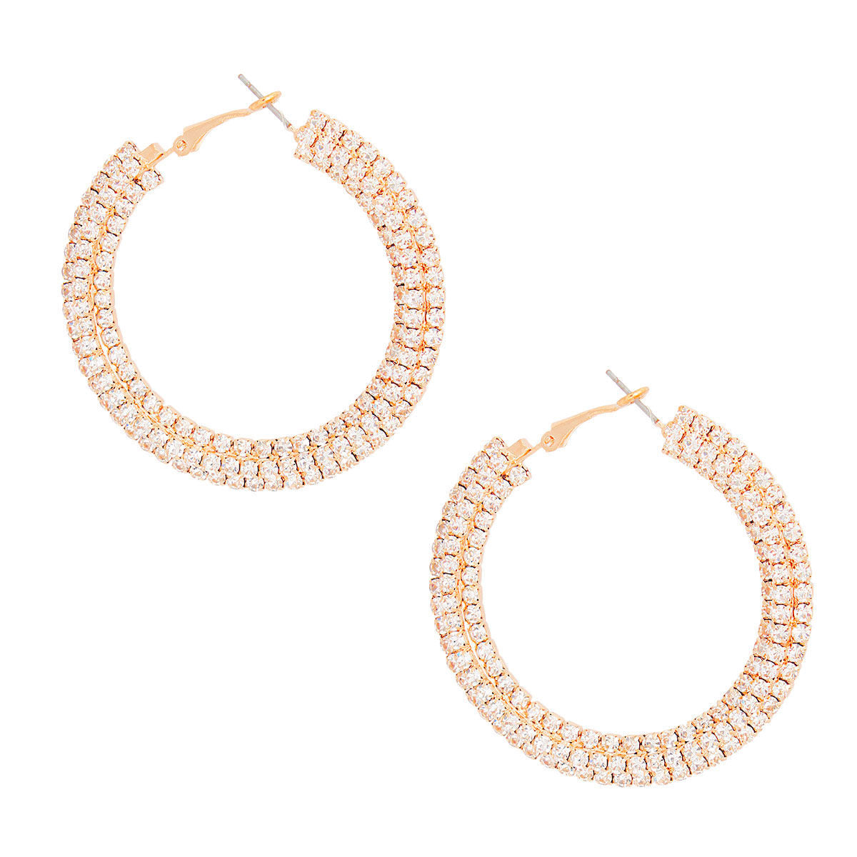 Gold Stacked Pave 55mm Hoops