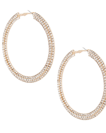Gold Stacked Pave 80mm Hoops
