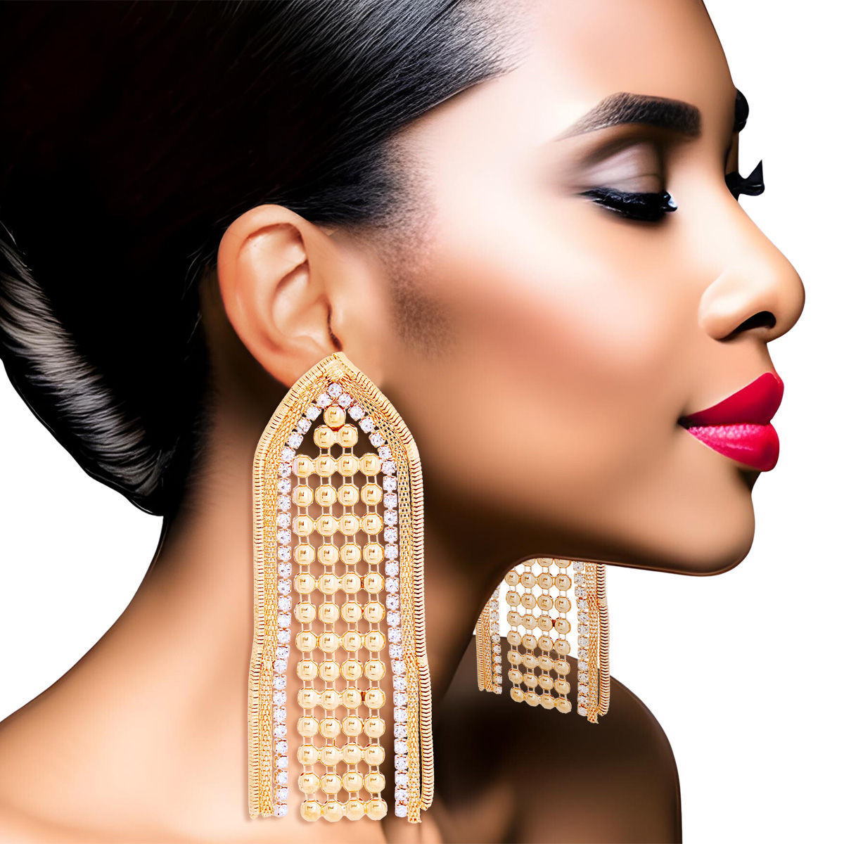 Gold Chainmail Fringe Earrings
