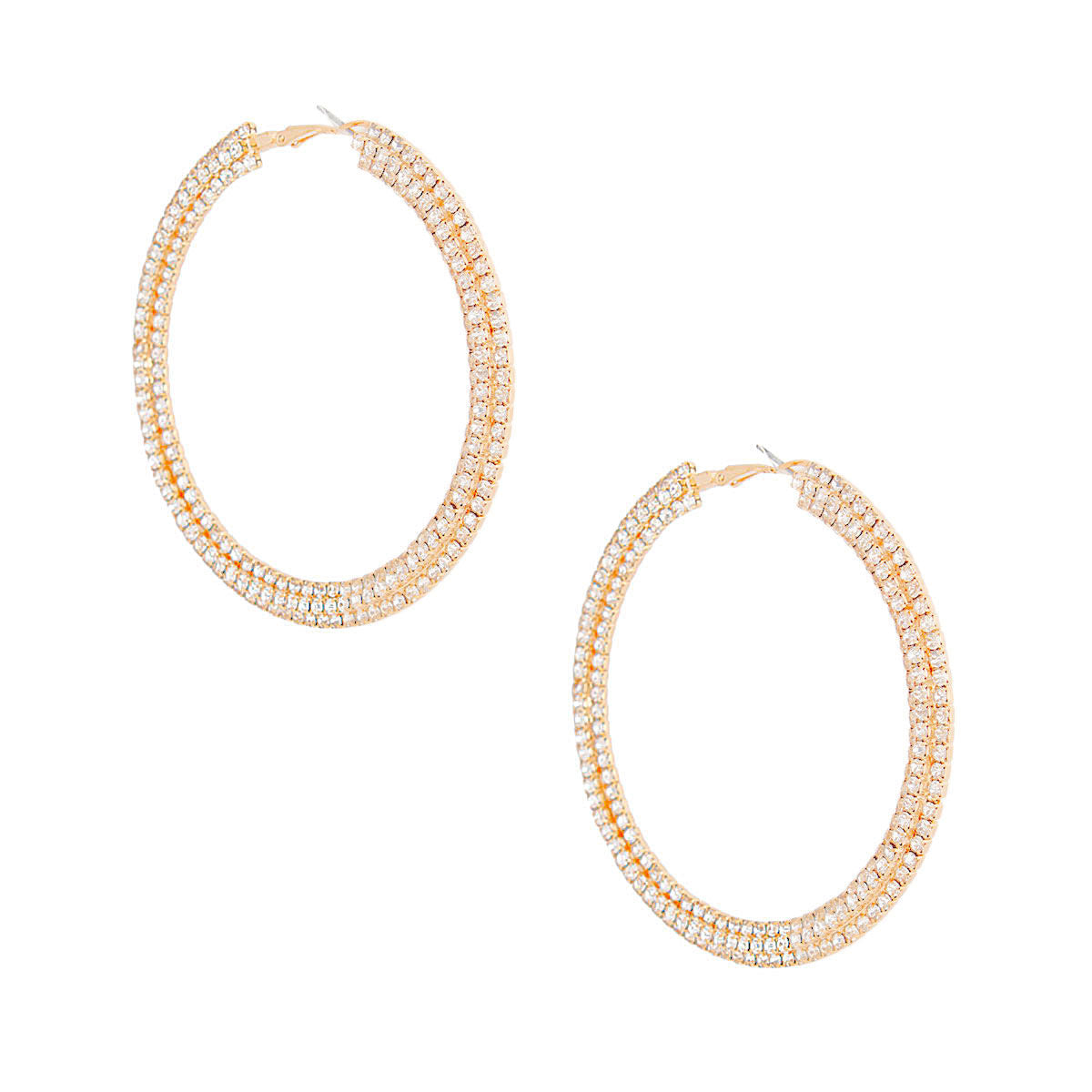 Gold Separated Stone Set Hoops