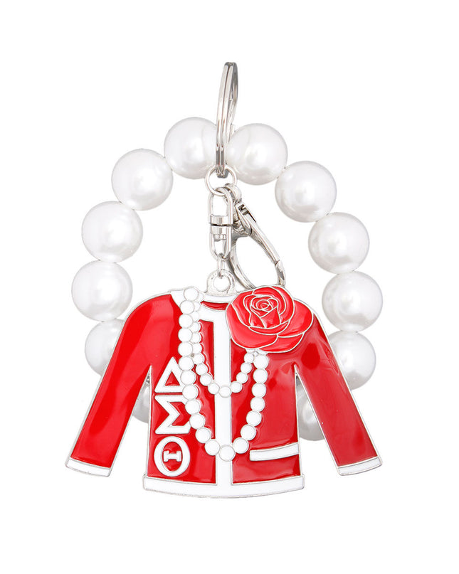 Red and White Sorority Keychain