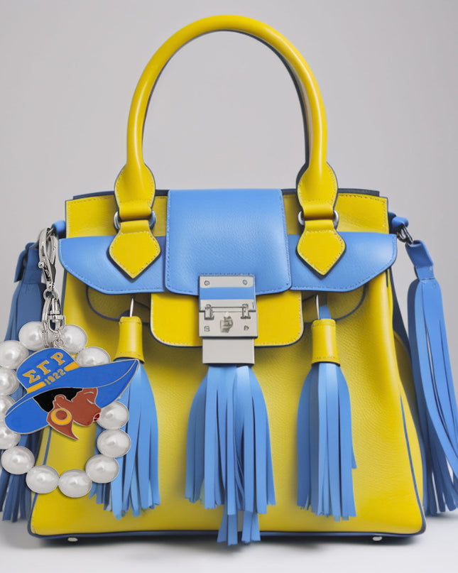 Blue Gold Hat Pearl Keychain