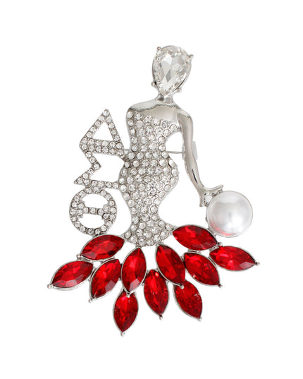 Red Silver Woman Sorority Pin