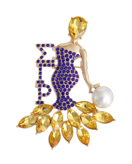 Blue Gold Woman Sorority Pin