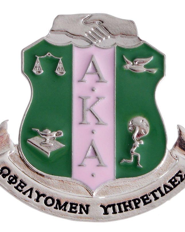 Pink Green Sorority Shield Brooch