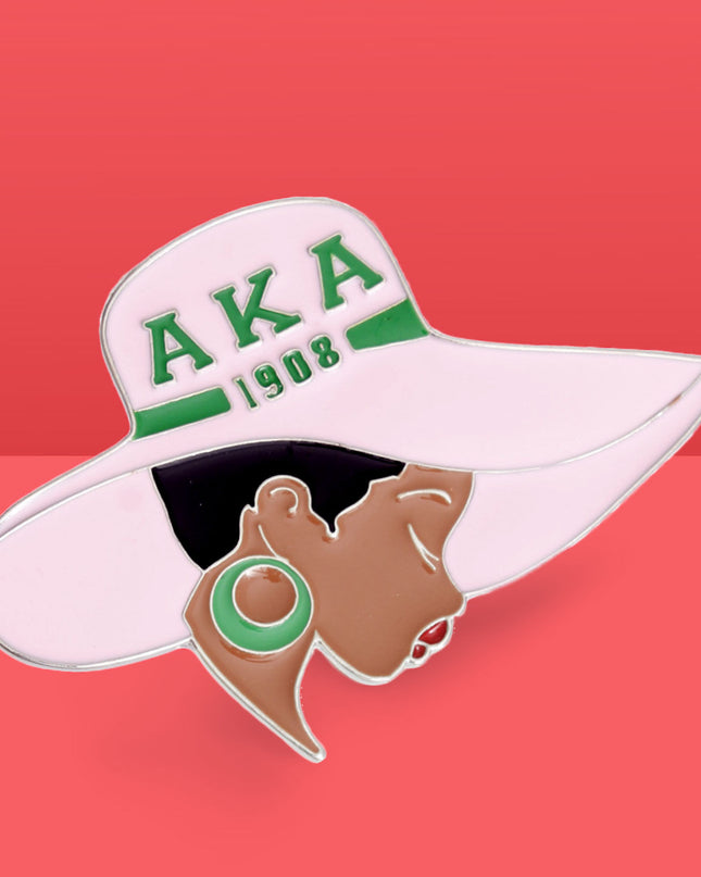 Pink Green Greek Letter Hat Pin