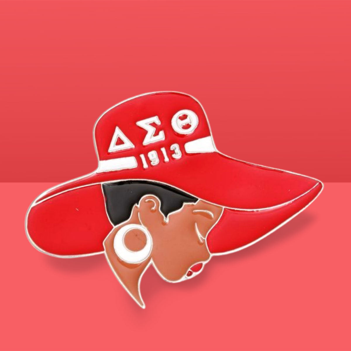 Red White Greek Letter Hat Pin