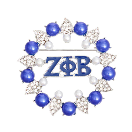 Brooch Blue White Zeta Pearl Pin for Women