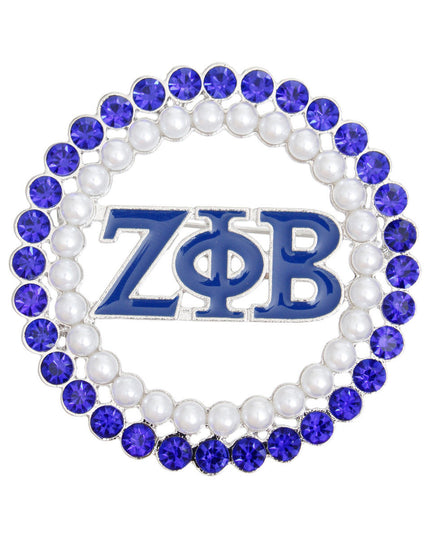 Brooch Blue White Zeta Round Pin for Women