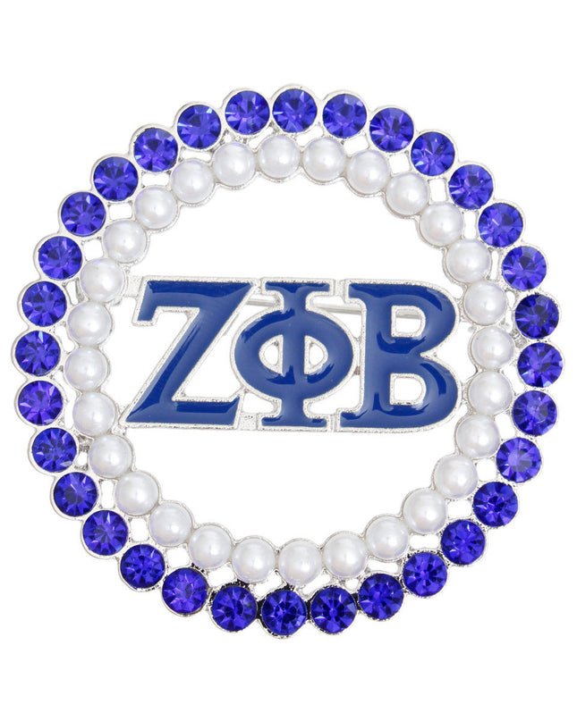 Brooch Blue White Zeta Round Pin for Women