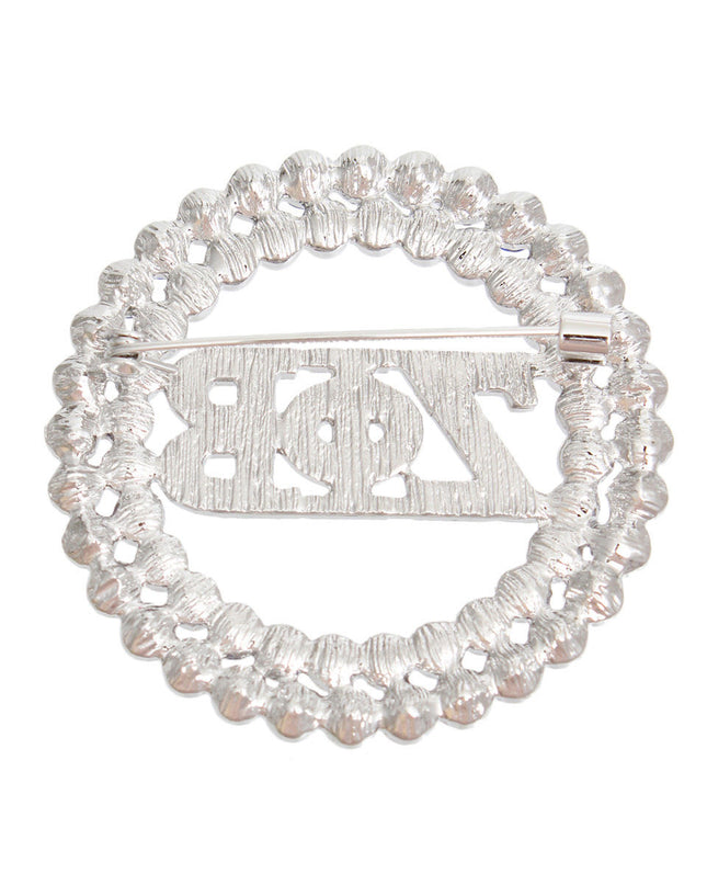 Brooch Blue White Zeta Round Pin for Women