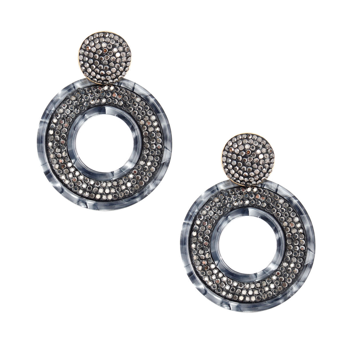 Black Stone Marbled Ring Earrings
