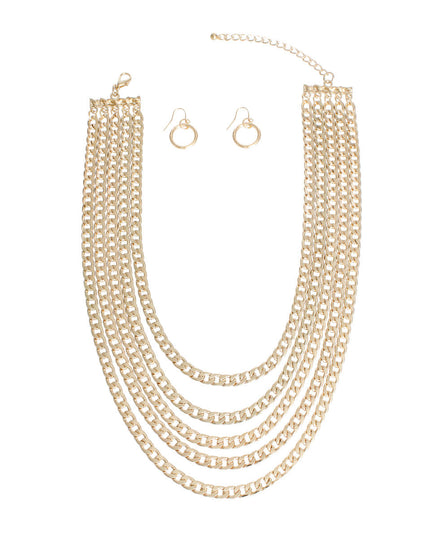 Chain Necklace Gold Curb Layered for Women