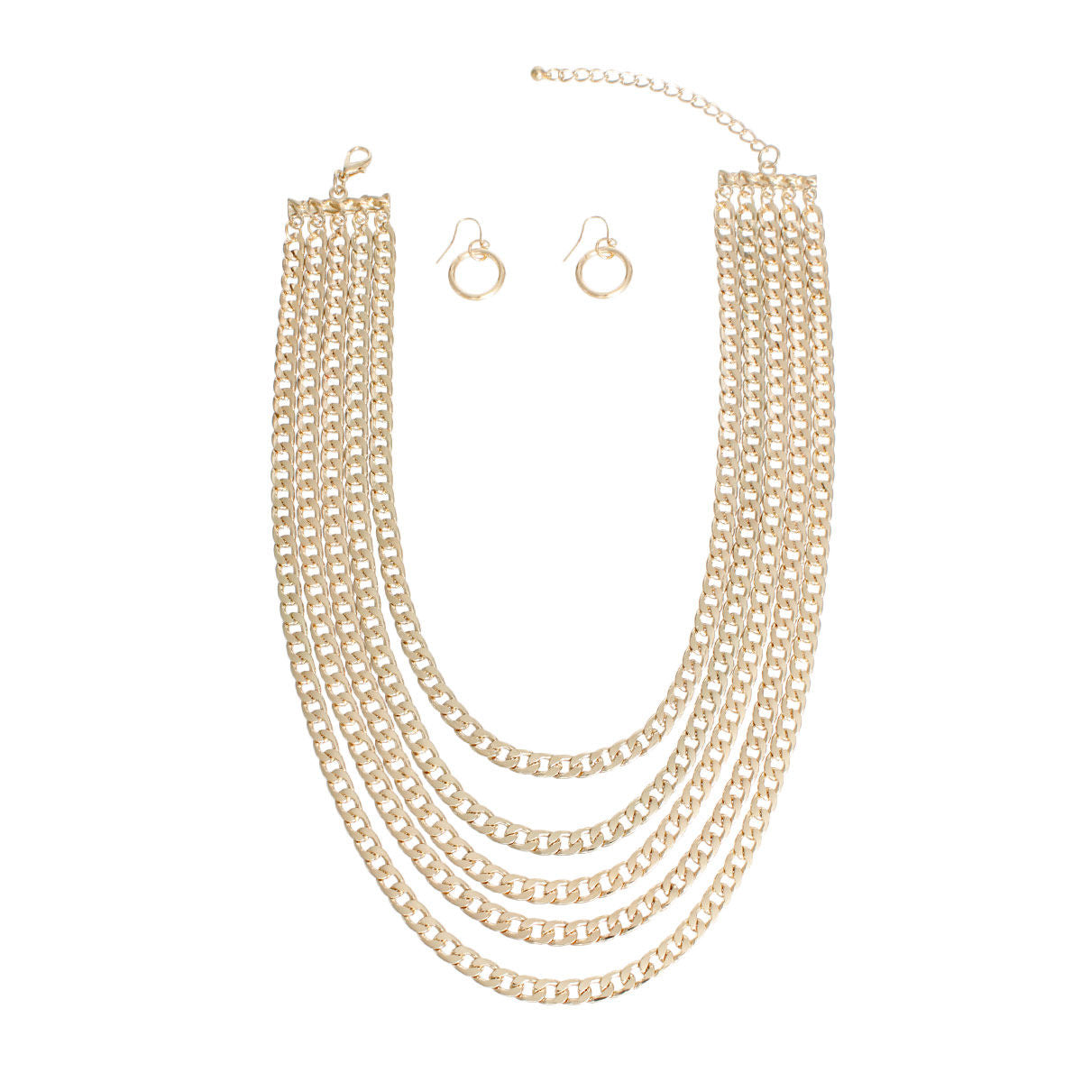 Chain Necklace Gold Curb Layered for Women