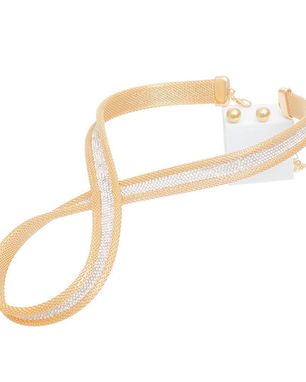 Gold Mesh Infinity Choker Set