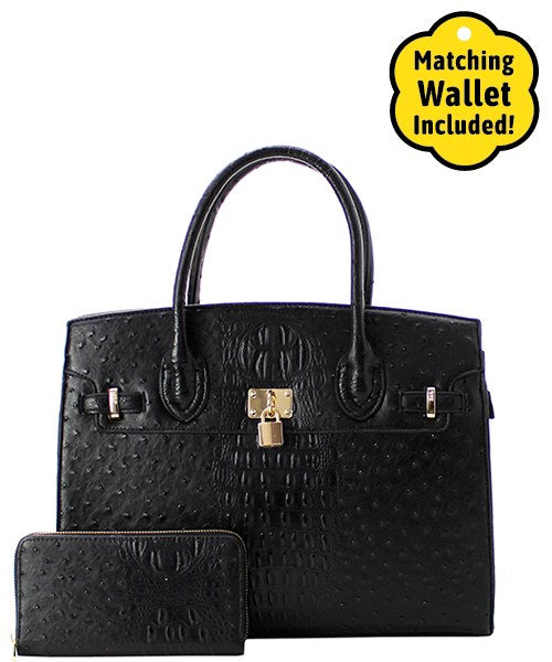 Textured Handbag w/Wallet