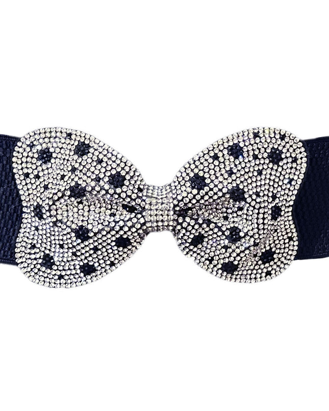 Dotted Bowknot Rhinestone Stretch Belt
