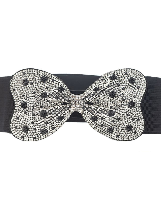 Dotted Bowknot Rhinestone Stretch Belt