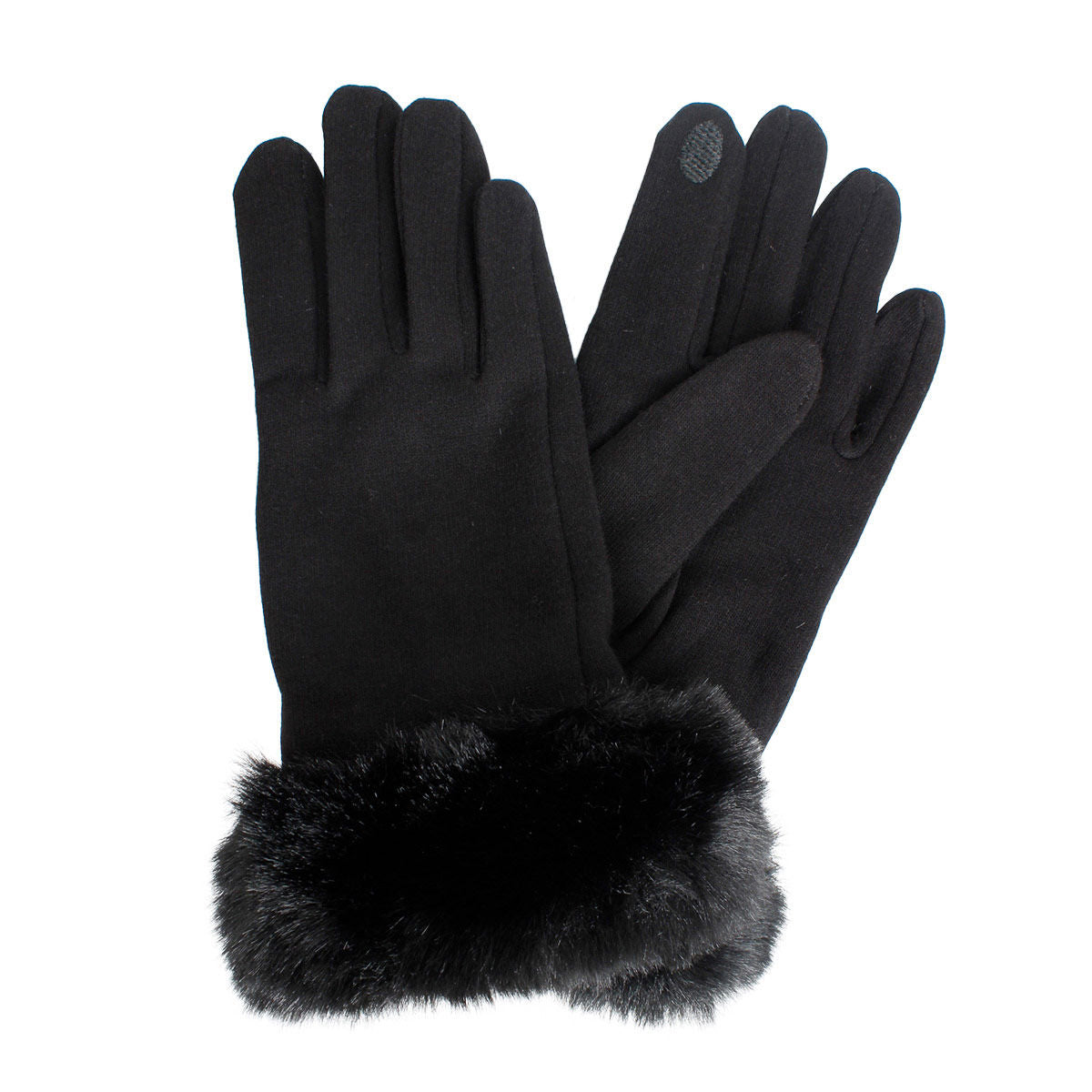 Gloves Black Fur Trim Winter Gloves for Women